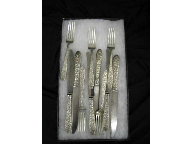 Appraisal: Pcs Sterling Silver Flatware by National knives and forks fancy