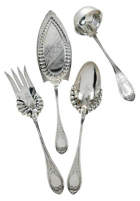 Appraisal: Four Raleigh Silver Serving Pieces late th century Marguerite pattern