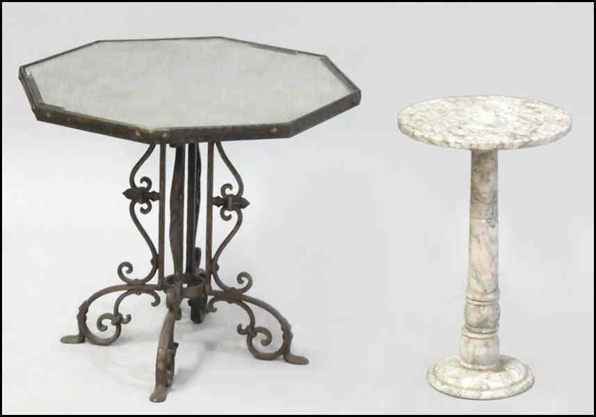 Appraisal: SCROLLED IRON OCTAGONAL TABLE With a mirror top Together with