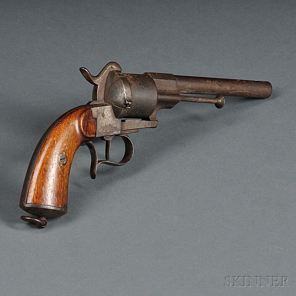 Appraisal: Lefaucheux Pinfire Pistol c mid- th century walnut grips with