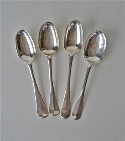 Appraisal: Four early silver tablespoons mid th century All with oval