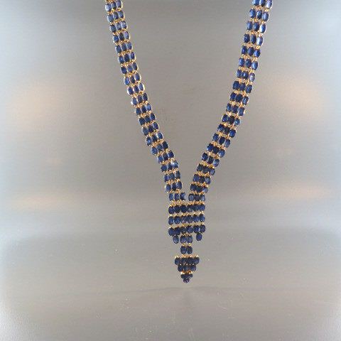 Appraisal: Sapphire Necklace rich blue oval gems totaling carats in k