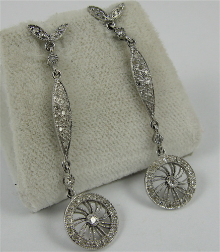 Appraisal: PAIR OF DIAMOND AND K WHITE GOLD EARRINGS each -