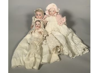 Appraisal: Three antique bisque head baby dolls including an Armand Marseille