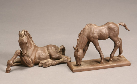 Appraisal: Meissen B ttger Stoneware Figures of Two Colts Dated and