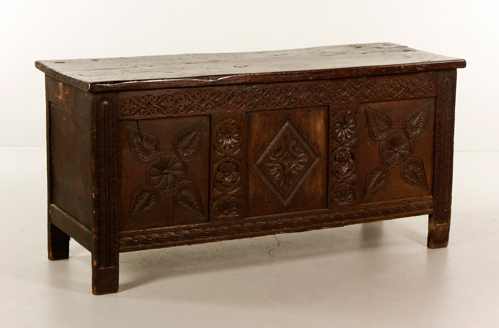 Appraisal: - Pilgrim Oak Dower Chest Pilgrim dower chest oak possibly