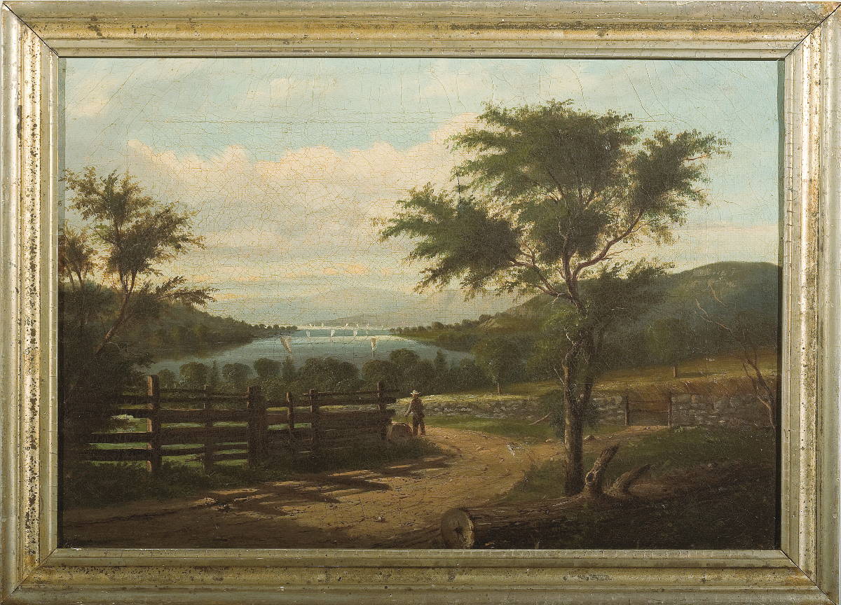 Appraisal: LANDSCAPE WITH RIVER VIEW AMERICAN SCHOOL NINETEENTH CENTURY Oil on