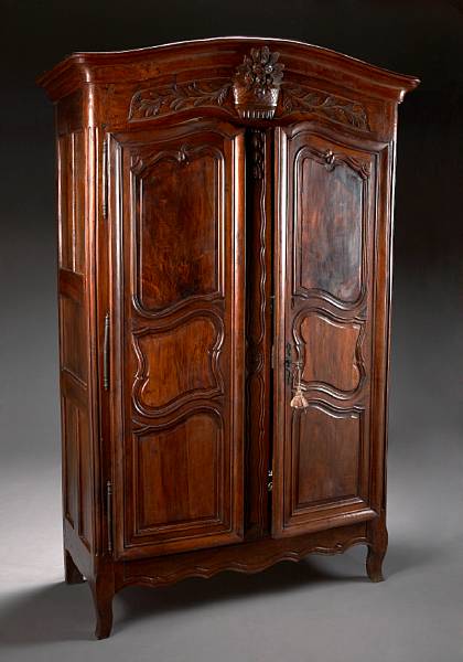 Appraisal: A Louis XV walnut armoire mid th century The arched