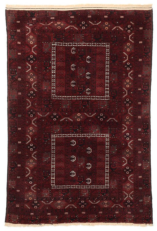 Appraisal: Afghanistan Rug th century two square medallions bordered in white