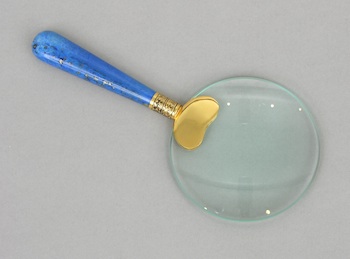 Appraisal: A Lapis Lazuli Handle Magnifying Glass An elegant magnifying glass