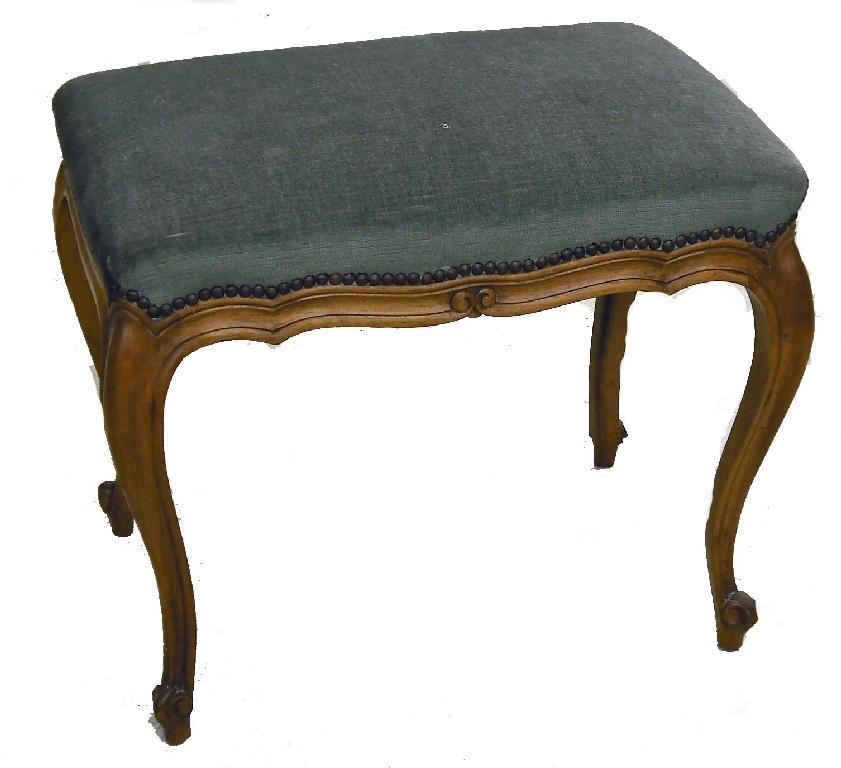 Appraisal: th century French beech dressing stool with a green velvet