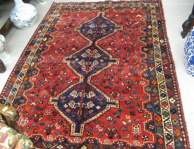 Appraisal: PERSIAN SHIRAZ AREA RUG ' x '