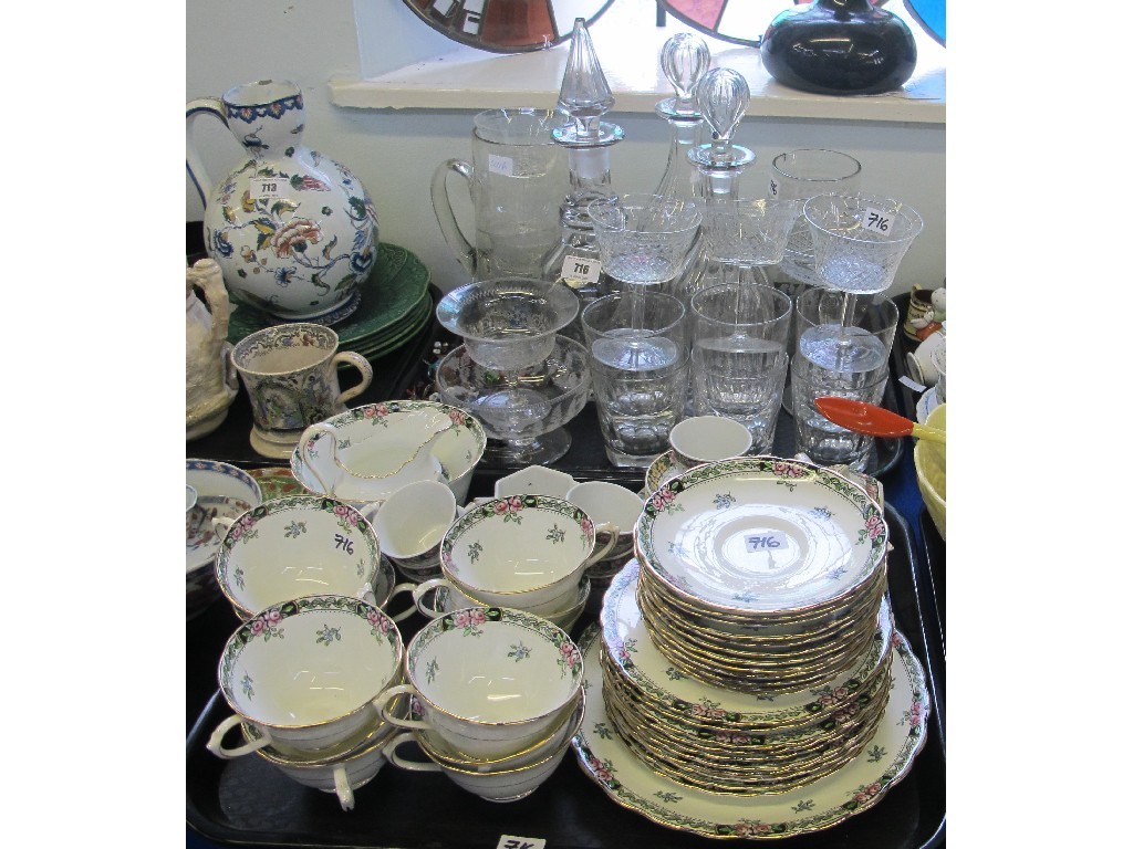 Appraisal: Quantity of etched and cut glass including decanters and a