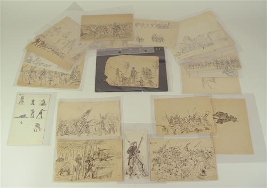 Appraisal: Pen Ink and Pencil Sketches by Archie Burns Circa -