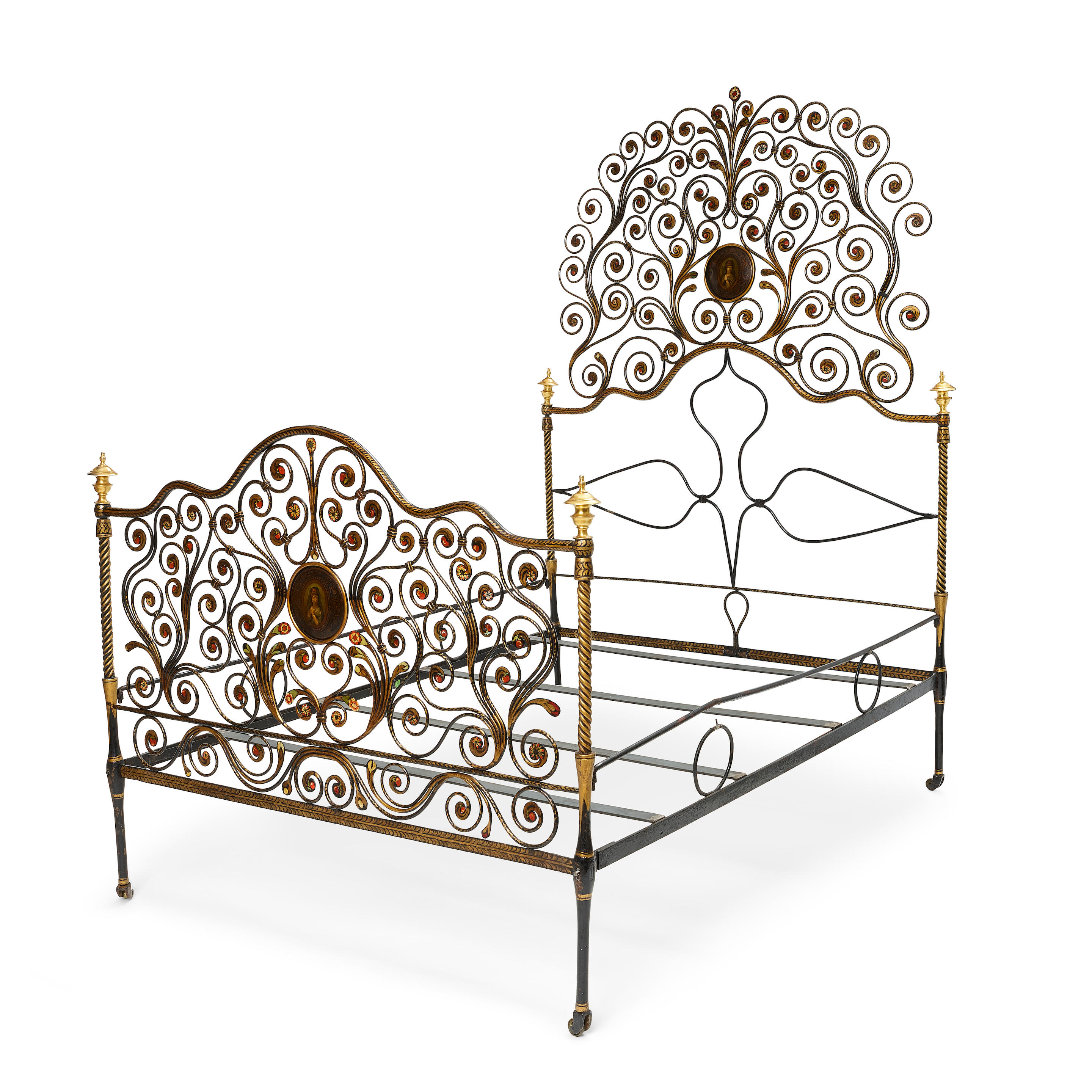 Appraisal: A WROUGHT IRON AND TOLE BEDLATE TH CENTURY Late th