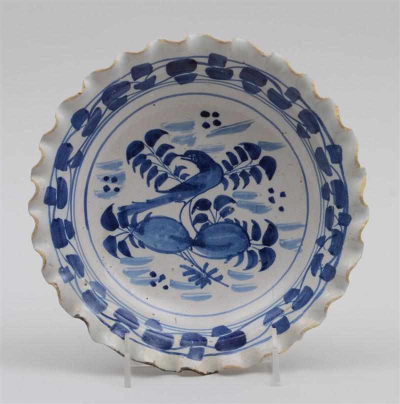 Appraisal: ENGLISH DELFT BLUE AND WHITE DEEP DISH WITH CRIMPED RIM