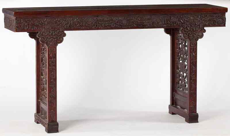 Appraisal: Antique Chinese Altar Tablecirca or earlier hardwood rectangular form with