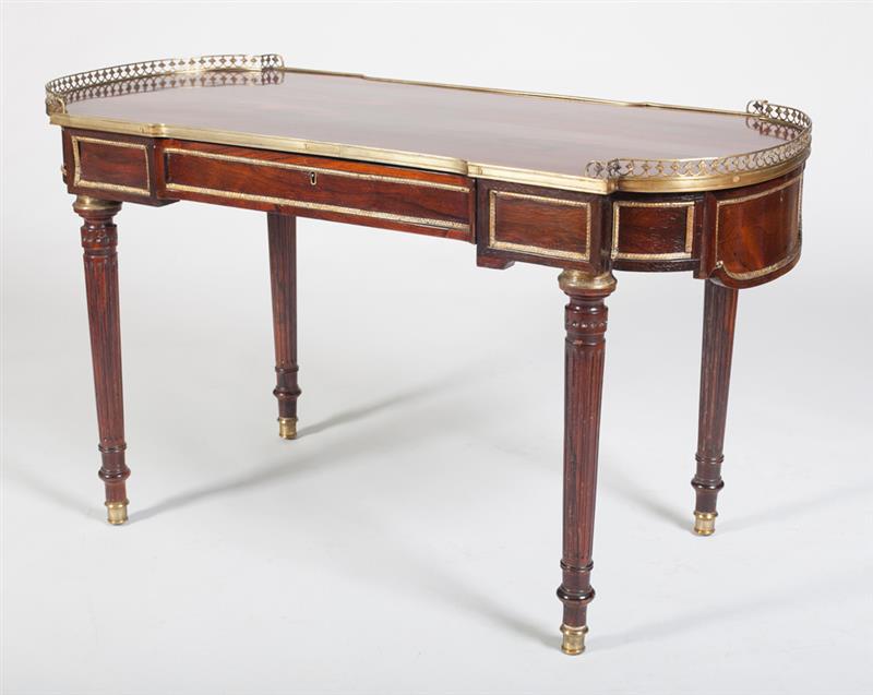 Appraisal: LATE REGENCY GILT-METAL-MOUNTED ROSEWOOD LIBRARY TABLE The rectangular top with