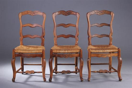 Appraisal: SET SIX LOUIS XV STYLE PROVINCIAL FRUITWOOD SIDE CHAIRS th