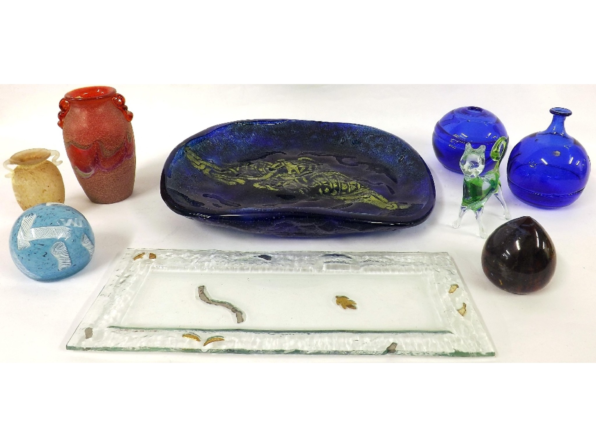 Appraisal: Collection of studio glassware to include art glass blue charger