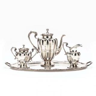 Appraisal: Mexican Sterling Silver Coffee Set with Tray the three piece