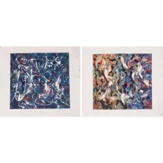 Appraisal: Clarence Van Duzer - Two Abstract Works Monoprints Signed lower