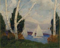 Appraisal: CECIL CHICHESTER American - SAILING DAYS Oil on canvas laid