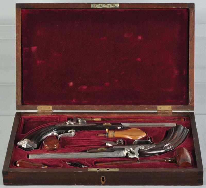 Appraisal: Case Set of Dueling Pistols Accessories Description Made in Spain