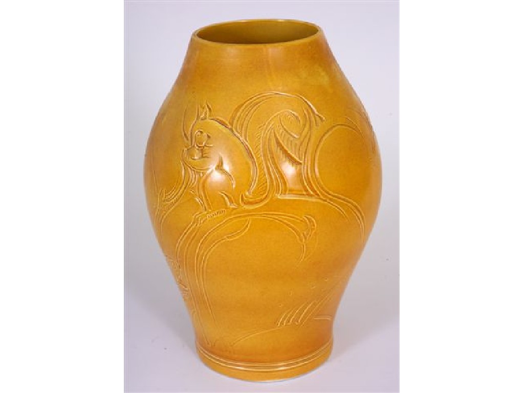 Appraisal: SUSIE COOPER VASE of baluster form with mustard glaze with