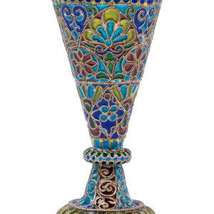 Appraisal: A Russian Plique- -Jour Enameled Cordial Stem Attributed to Ivan