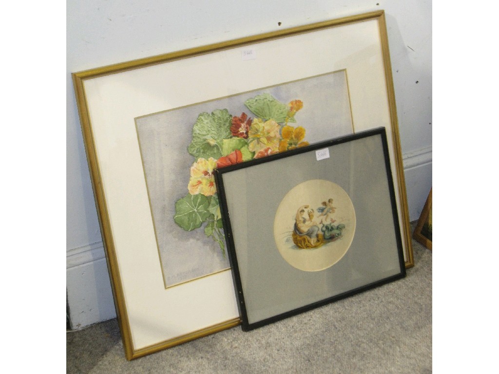 Appraisal: Lot comprising a watercolour still life signed and dated E