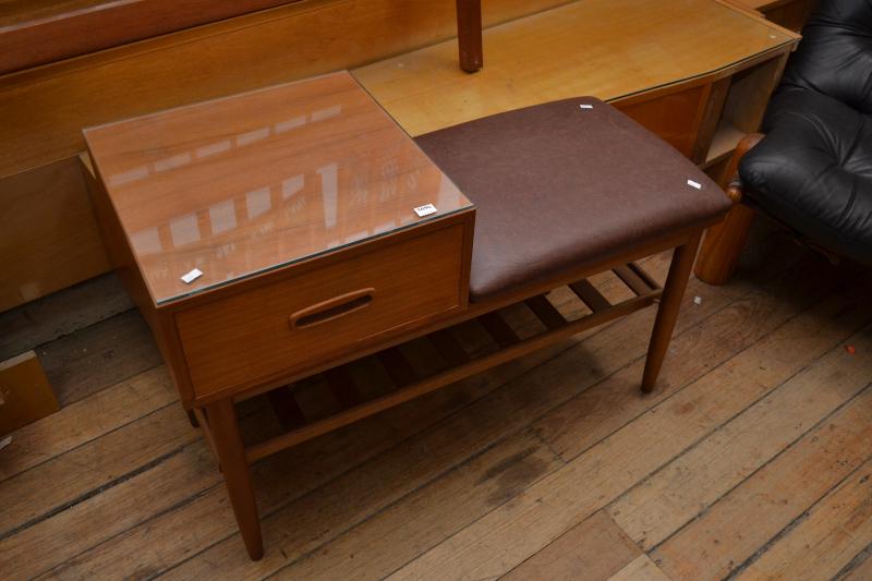 Appraisal: A 'S TEAK SINGLE DRAWER TELEPHONE TABLE A 'S TEAK