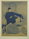 Appraisal: LITHO - ART DECO BLUE COLORED ETCHING DEPICTING A WOMAN