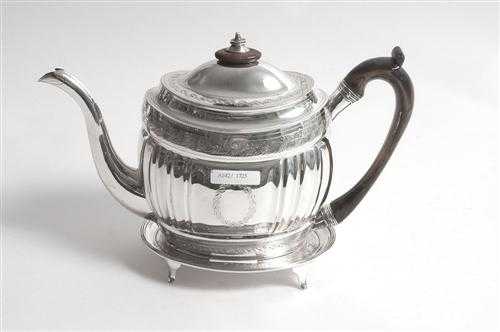 Appraisal: TEAPOT AND PR SENTOIR London Maker's mark teapot John Rowe