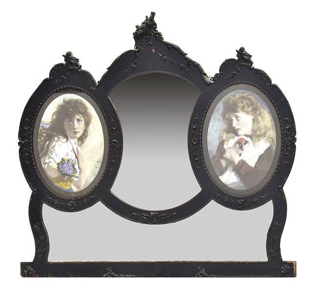 Appraisal: A LARGE ART NOUVEAU WOOD FRAME DOUBLE PORTRAIT OVER MANTEL