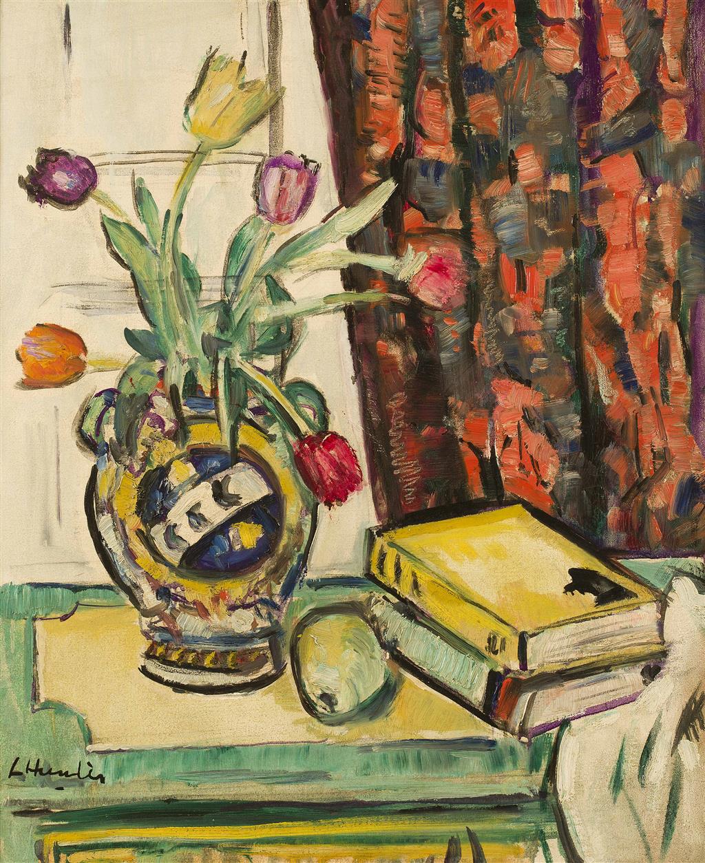 Appraisal: GEORGE LESLIE HUNTER SCOTTISH - STILL LIFE BOOKS AND A