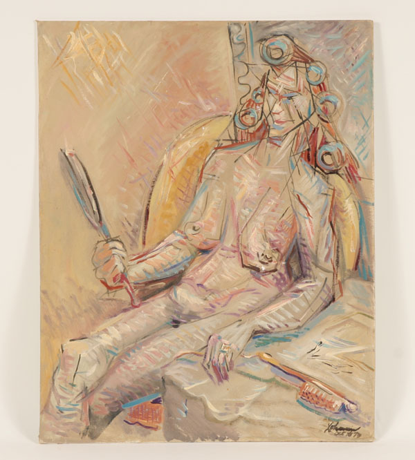 Appraisal: Robert Lohman American - Abstract Modern Female Nude Portrait Oil