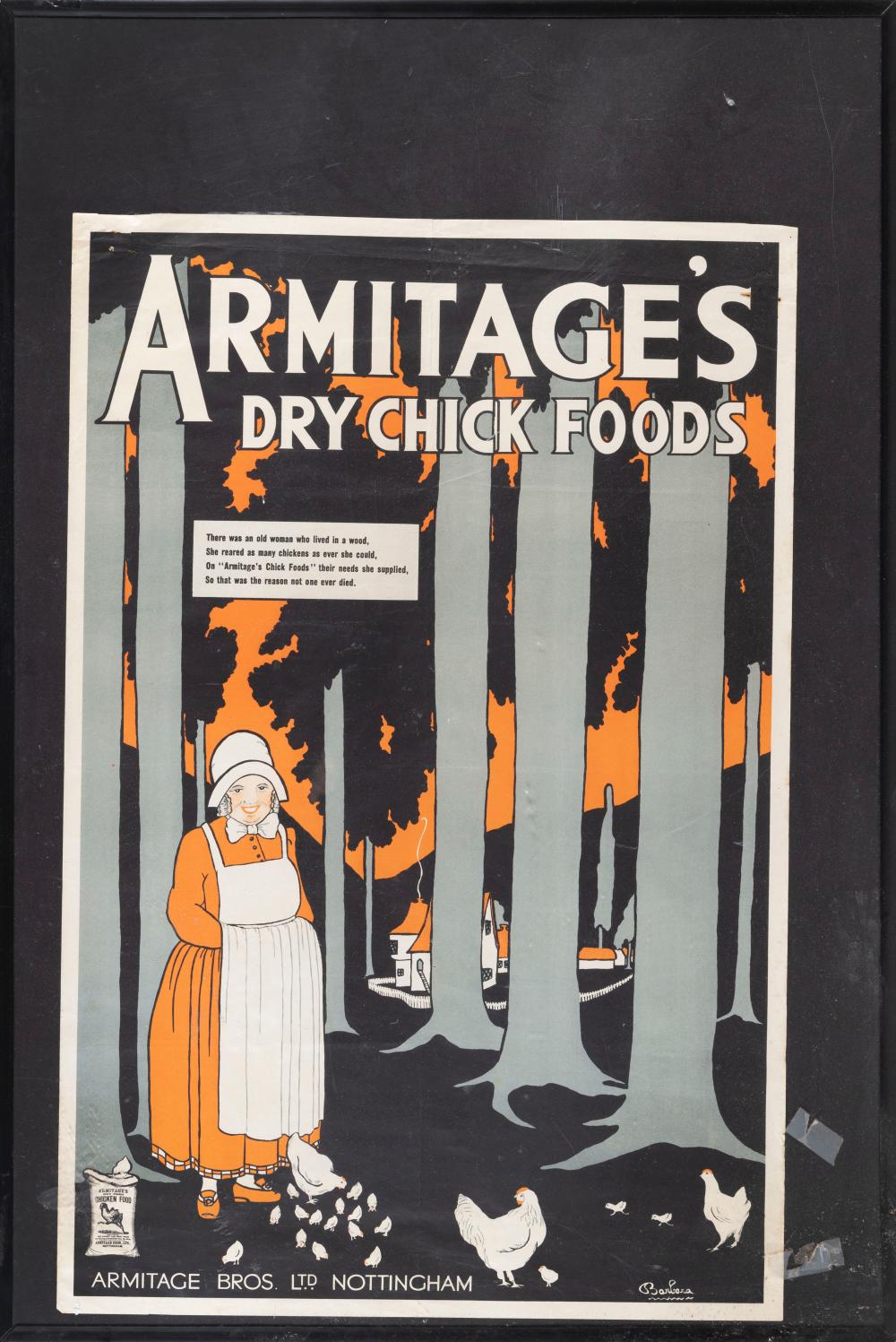 Appraisal: POSTER FOR ARMITAGES DRY CHICK FOODS ENGLAND EARLY TH CENTURY