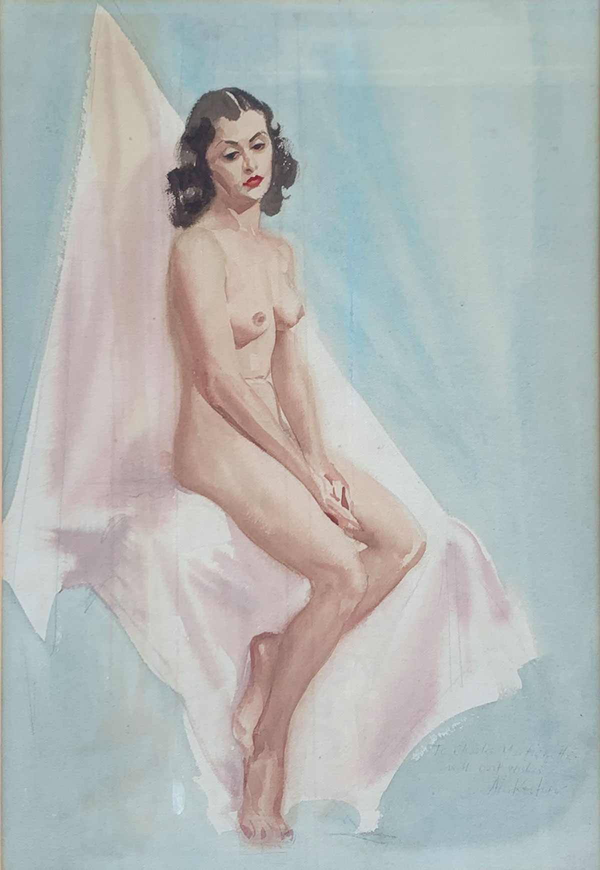 Appraisal: KORTNER Alexander American - Original Nude Pin-up Illustration Circa 's