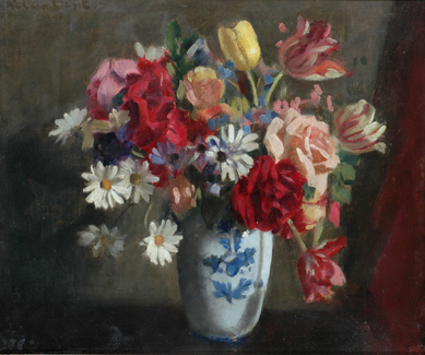 Appraisal: Aileen Dent - Still Life in Chinese Vase oil on