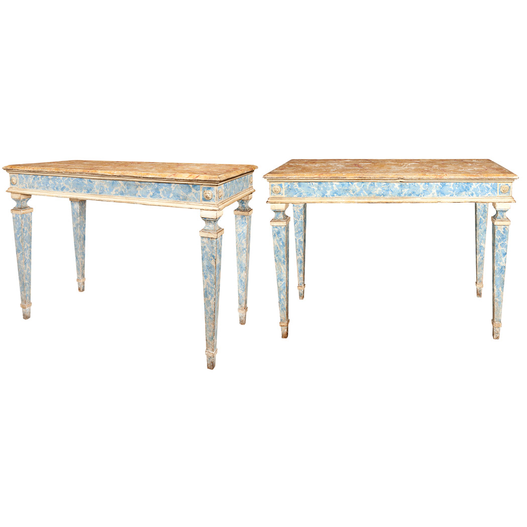 Appraisal: Pair of Italian Neoclassical Style Faux Marble Painted Side Tables