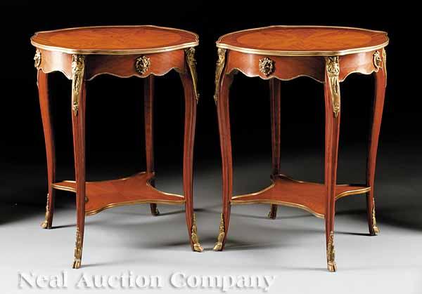 Appraisal: A Pair of Louis XV-Style Mahogany and Gilt Metal-Mounted Gu