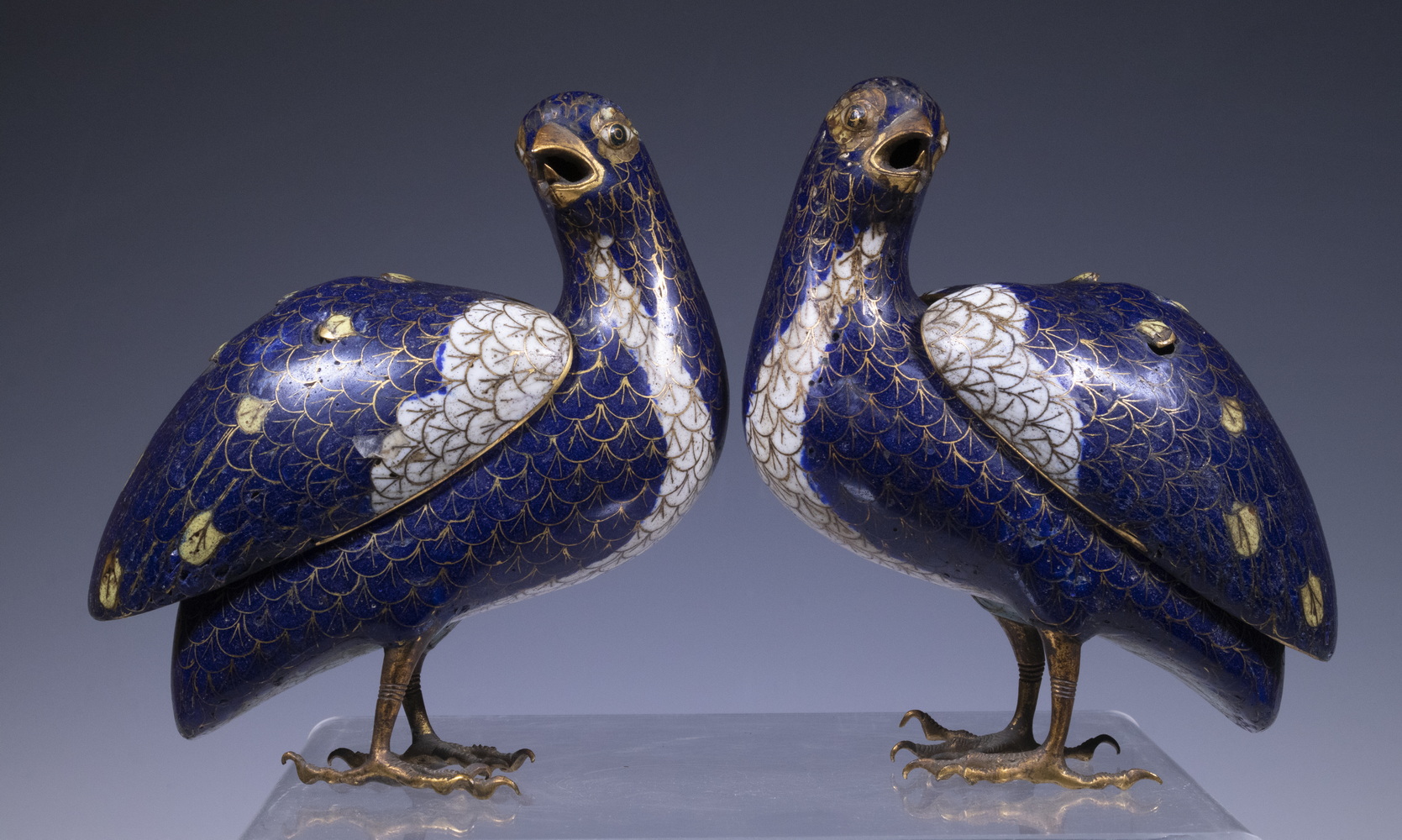 Appraisal: PR CHINESE QUAIL FORM CENSERS Pair of th c Figural