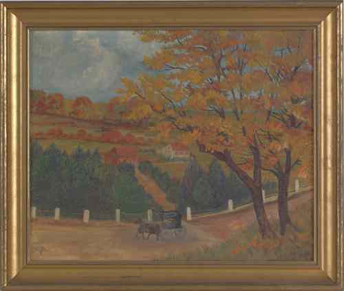 Appraisal: Oil on canvas of a landscape th c signed Martin