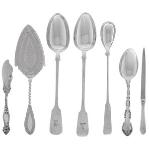 Appraisal: A Collection of Silver Flatware Articles comprising a stuffing spoon