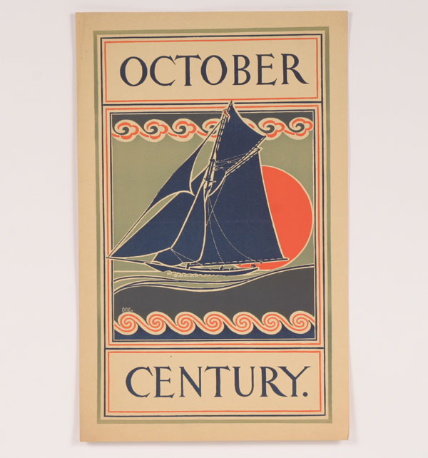 Appraisal: Century October fall yachting lithograph poster x signed HML lower