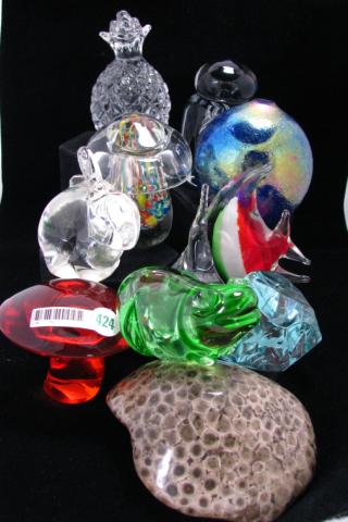 Appraisal: Group of Assorted Paperweights and Art Glass eleven pieces including