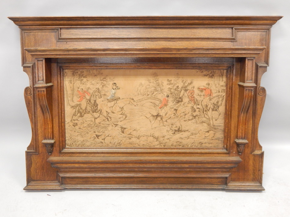 Appraisal: An early thC oak over mantel mirror frame inset with