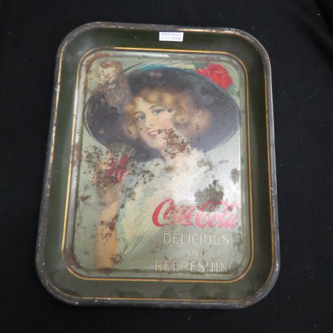 Appraisal: - Coca-Cola Serving Tray Art Nouveau style lady in hat