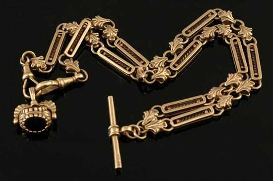 Appraisal: An Antique style fob chain The elongated fancy link chain